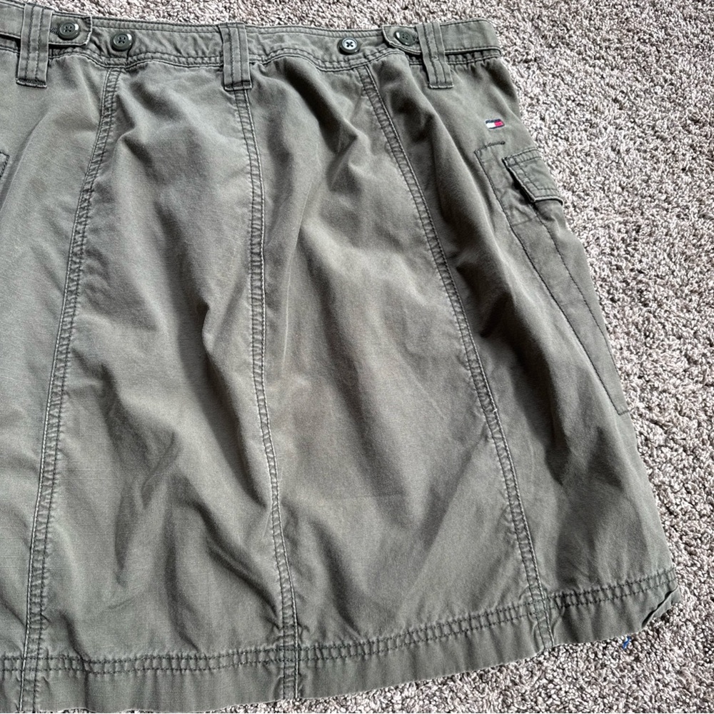 Tommy Hilfiger Women’s Size 8 Olive Green Cargo Pocket Skirt Adjustable Waist - Picture 7 of 10